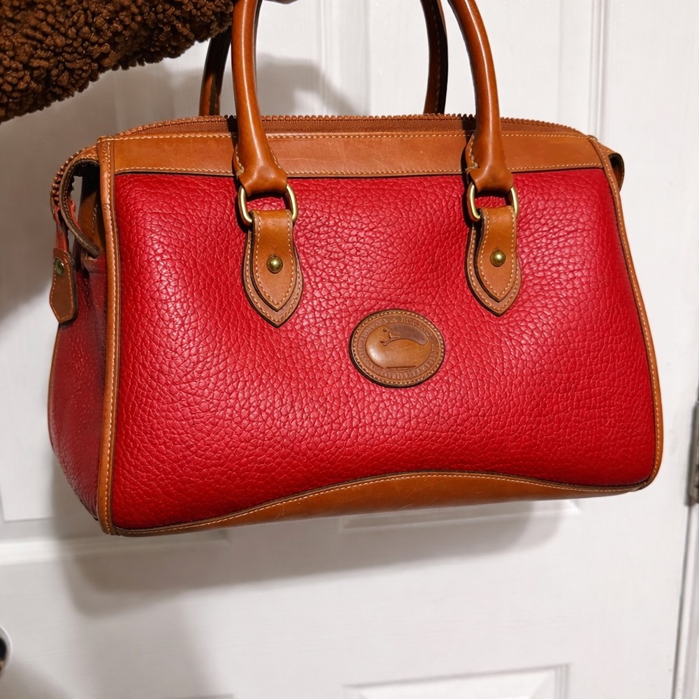 Dooney & Bourke Red and Brown Leather Satchel